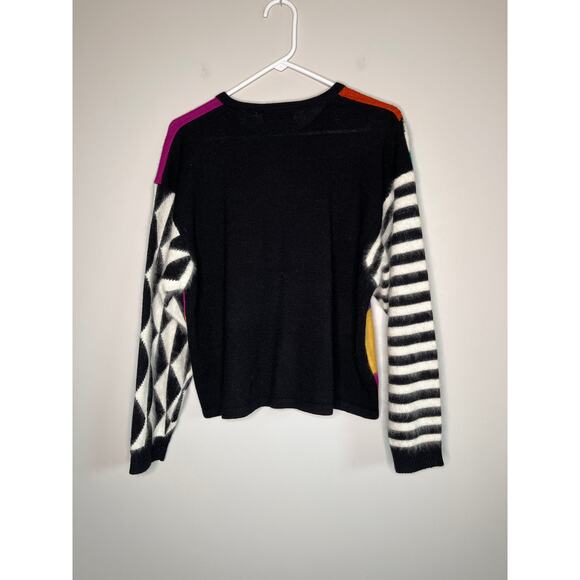 80s Shannan Wool Angora Metallic Rainbow Maximalist Art To Wear Clown Cardigan L - Picture 6 of 6